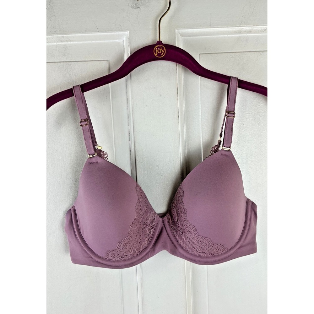 SOMA 34D Embraceable Lace Perfect Coverage Convertible Bra Lined Lilac EUC